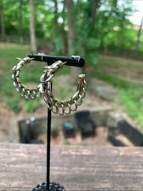 NWOT Gold and Silver Linked Hoop Earrings - Women Jewelry